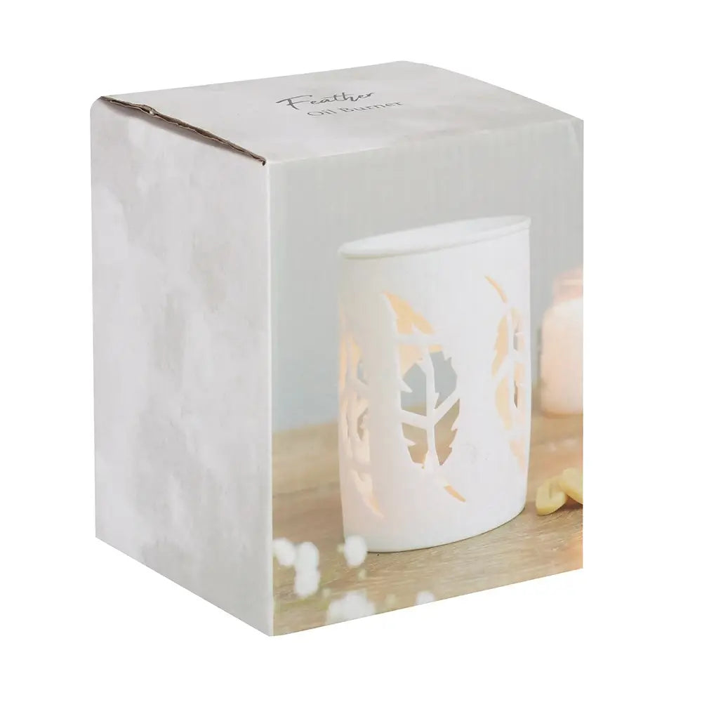 White Feather Cut Out Wax Burner
