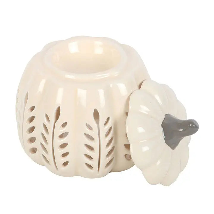 Cream Autumn Leaf Cut Out Pumpkin Wax Warmer
