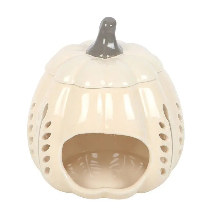 Cream Autumn Leaf Cut Out Pumpkin Wax Warmer