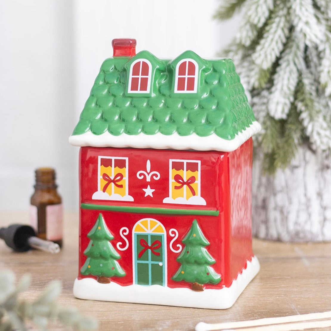 Red Christmas House Wax Warmer