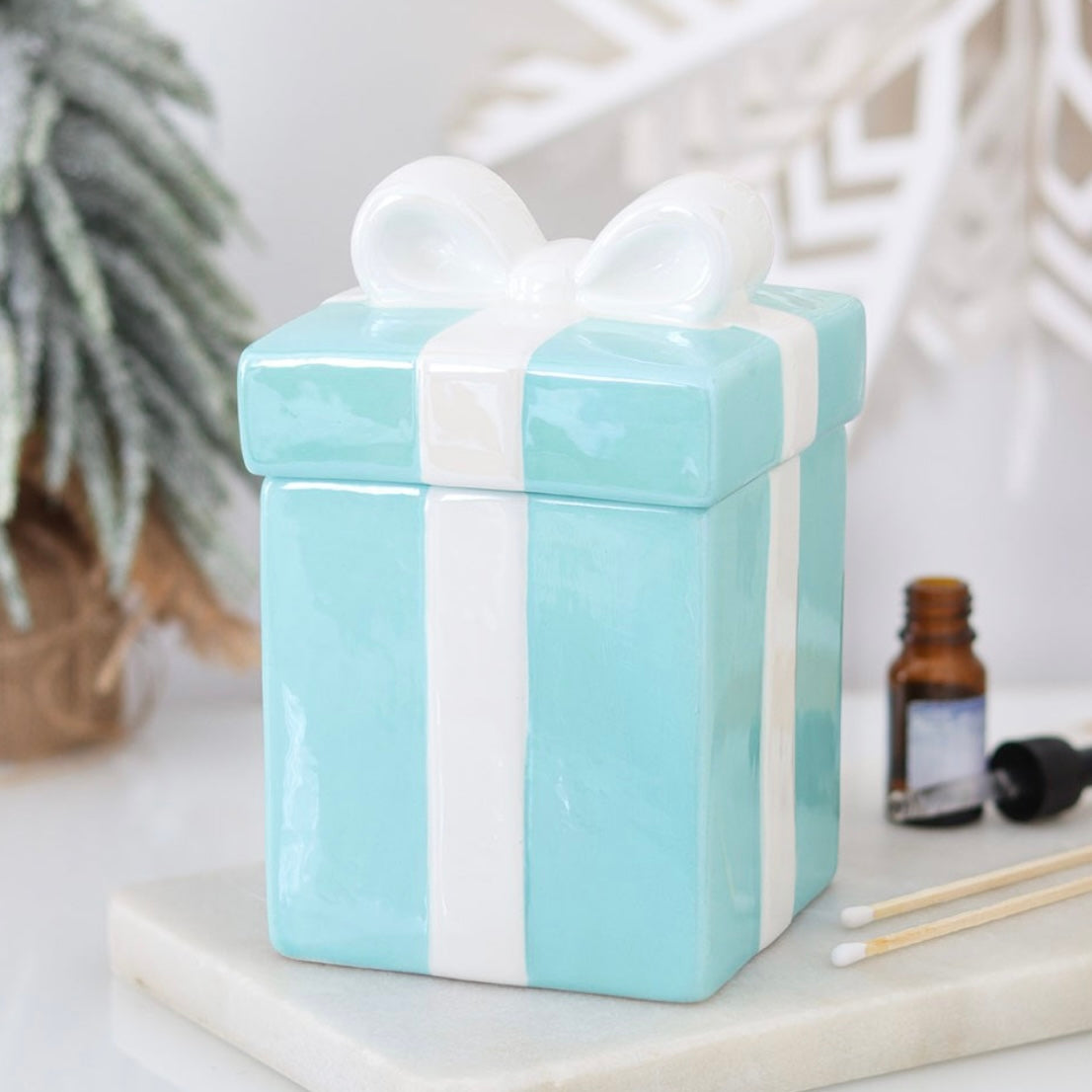 Blue Christmas Present Wax Warmer