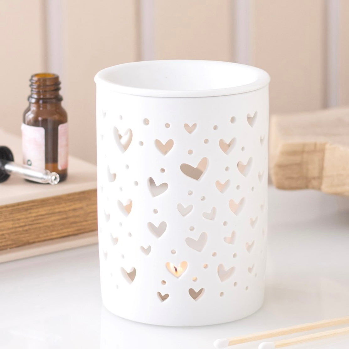 White Heart Cut Out Wax Warmer